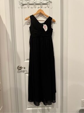 Girls Black Formal Dress - Elegant Sleeveless Chiffon Gown